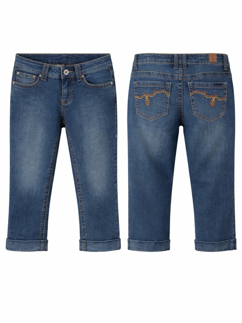 Y2K Papaya Denim Capri Jeans Low Rise Stretch Embroidered Back Pockets Size 3